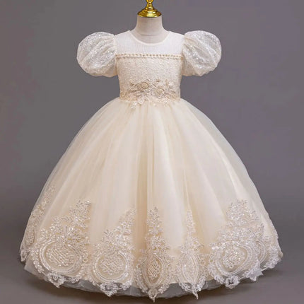 New Girl Evening Dresses Festive Clothing Children Elegant Wedding Dress for Party Girls' White Clothes