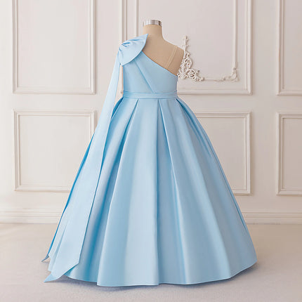 Fashion Bow Bridesmaids Party Girls Dress Elegant Wedding Birthday Princess Prom Dresses for Girl Gala First Communion Costumes