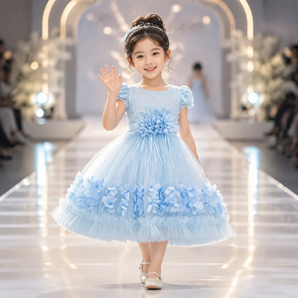 Infant Baby Toddler Girl Princess Birthday Dress Lace Tutu Flower Detail High-Quality Sweet Cute Formal Party Wedding Evening