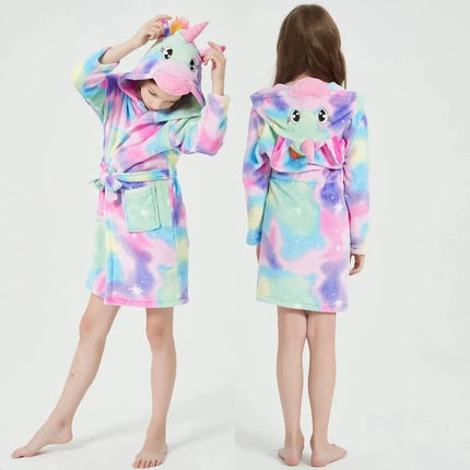 Animal Bathrobes for Girls Children's Pajamas Flannel Winter Boys Husky Robes Kids Home Clothing Baby Girl Warm Soft Nightgown