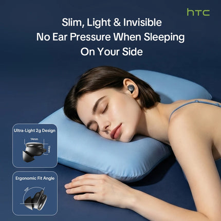HTC NE92 Wireless Bluetooth 6.0 Sleep Earbuds In Ear Headphones Mini Invisible Earbuds 30H Playtime Comfortable Secure Fit Side Sleep Earphones HiFi Stereo Sound Noise Isolation for Sleeping Travel Office Relaxation Compatible with iOS Android