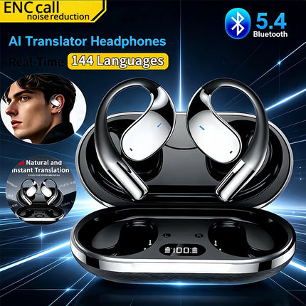 2026 New AI Translation Earbuds Bluetooth 5.4 Noise Cancelling 144 Languages Real Time Instant Translator 3-in-1 Smart Headset