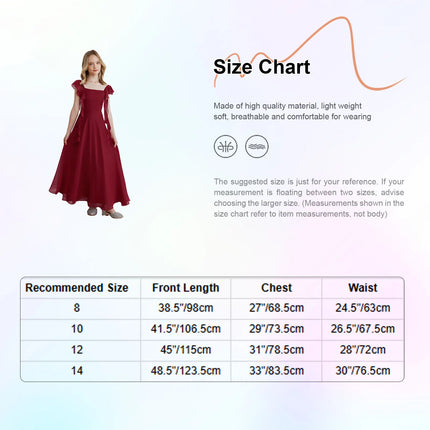 Girls Ruffle Sleeve Chiffon A Line Party Dress Summer Kids Flower Girl Wedding Dress Princess Birthday Party Formal Long Dress