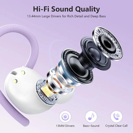Wireless Earbuds: Long Playtime, Deep Bass, Waterproof Sport Headphones for Extended Workouts on iOS and Android