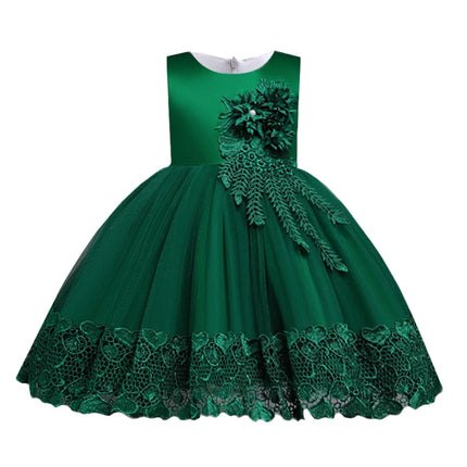 Summer Girls Dress Lace Applique Flower Girl Party Dresses Children Costume 2-10 Years Kids Wedding Princess Birthday Dress