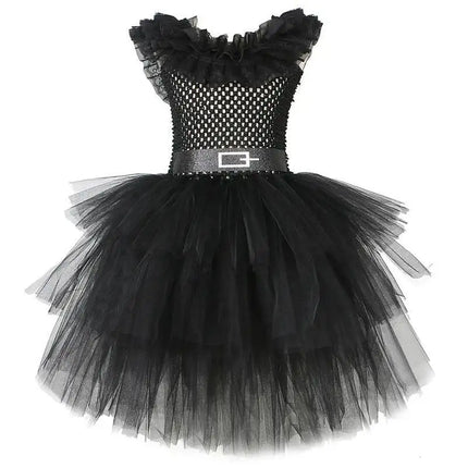 3 Layers Black Wed Costumes for Girls Halloween Party Role Play Outfit School Girl Layered Princess Dresses with Lace Collar