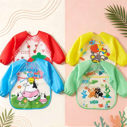 Waterproof Full Sleeve Baby Bibs Children Apron Long Sleeve Feeding Smock Kids Eating Breastplate Infant Scarf Clothing