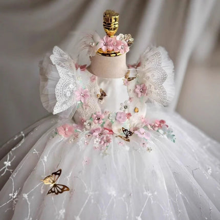 Wed Dress 2025 Newborn Baby Christening Dresses First Birthday Party Outfit Kids Gown Children Vestido First Month Celebration
