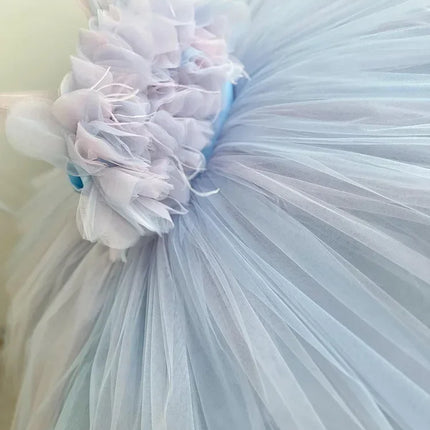 Girl Clothes Children's Flower Dress Wedding Princess Dresses Little Girls Pink Blue Strap Tulle Tutu Skirt Purple Spaghetti