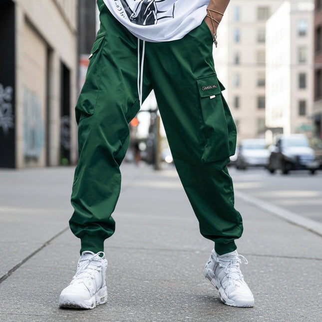 Men’s Multi‑Pocket Drawstring Cargo Pants