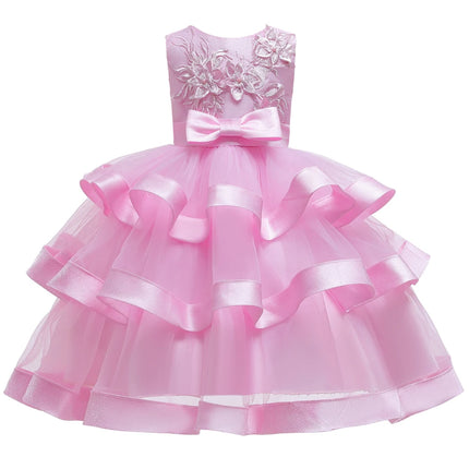 Kids Elegant Pearl Cake Princess Dress Girls Dresses For Wedding Evening Party Embroidery Flower Girl Dress Girl Clothes