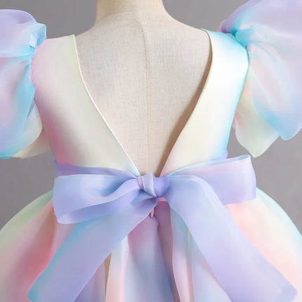 Rainbow Tutu Girls Party Dress Pageant Children Costume Princess Kids Bridesmaid Clothes For Birthday Wedding Gowns Vestidos 1-6