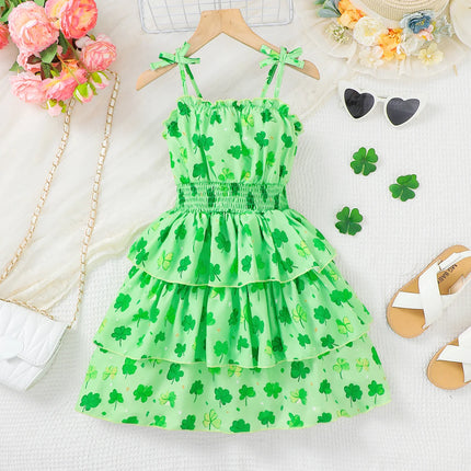 Summer Children's Fashion Princess Dress with Butterfly Knot Strap Cake Skirt for Outdoor Wedding Holiday Party Wear