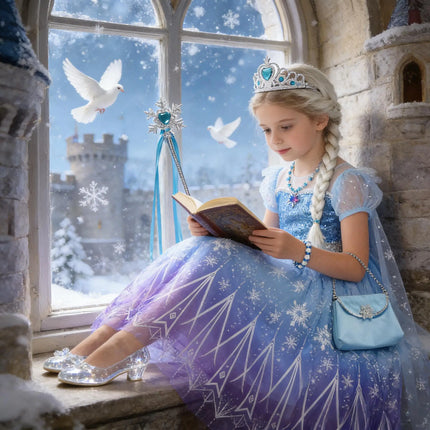 2026 Girl Elsa Role Playing Dress Frozan Cosplay Costume Princess Dresses Carnival Apparel Girls Birthday Wedding Luxurious Gown