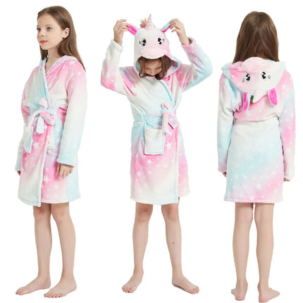 Animal Bathrobes for Girls Children's Pajamas Flannel Winter Boys Husky Robes Kids Home Clothing Baby Girl Warm Soft Nightgown