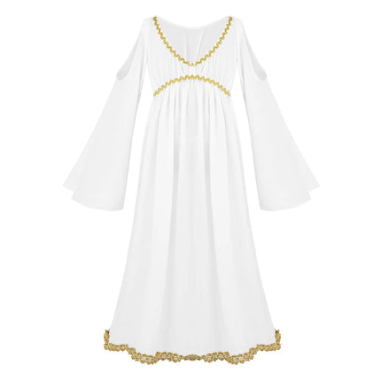 Sweet Girls Angel Costume Outfits Kids White Fancy Princess Church Robes Angel Dress+Feather Wings+Headband Dress Up 3Pcs Set
