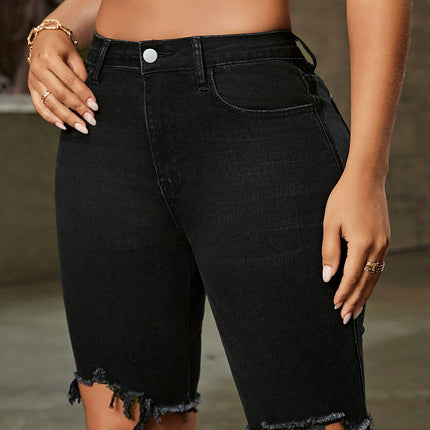 Summer Denim Shorts High Waist Comfort Pants Slim Fit Slimming Fashionable Straight Casual Denim