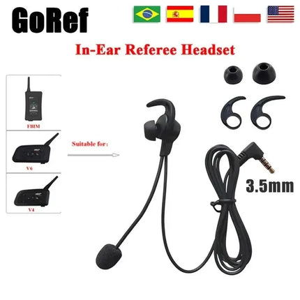 GOREF 3.5mm Jack In-ear Earphones Football Soccer Referee Referees Headphone for V4C PLUS/V6C/FBIM Motorcycle Helmet Headset