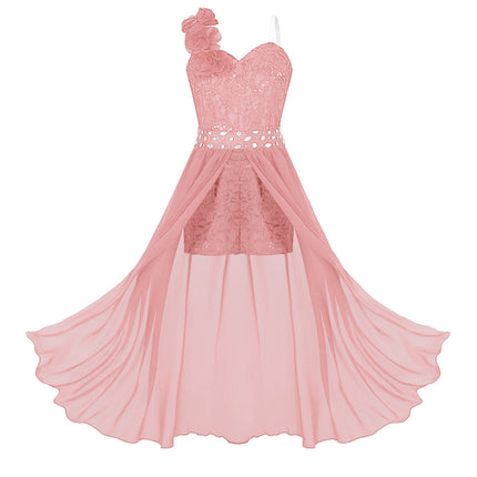 Girls Elegant Party Dress Wedding Birthday Prom Stage Pageant Gown Shiny Sequin Beaded Applique Lace Chiffon Jumpsuit Dresses