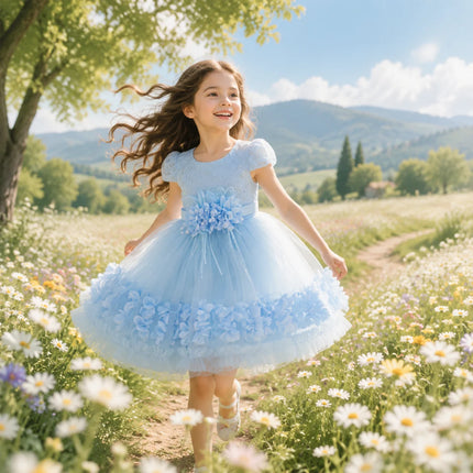 Infant Baby Toddler Girl Princess Birthday Dress Lace Tutu Flower Detail High-Quality Sweet Cute Formal Party Wedding Evening