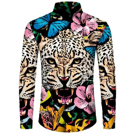 Fashion Flowers 3D Print Men's Long Sleeve Shirts Fashion Button-Down Tops 2025 Autumn New Casual Men's Casual Lapel Shirts