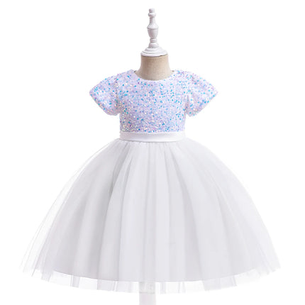 Summer Sequin Bow Girls Party Dress Christmas Costumes Fluffy Wedding Birthday Princess Prom Dresses Girl Bridemaid Evening Gown