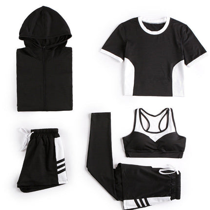 Yoga Clothing Women New Suit Net Red Running Sportswear Five-Piece Loose Leisure Fitness Factory Wholesale