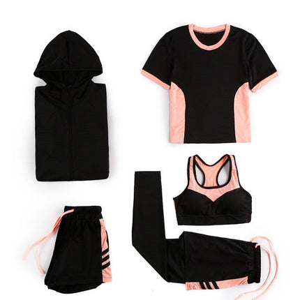 Yoga Clothing Women New Suit Net Red Running Sportswear Five-Piece Loose Leisure Fitness Factory Wholesale