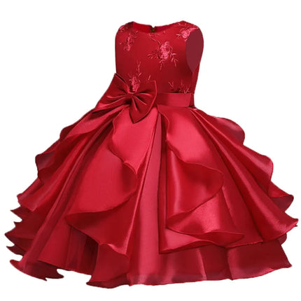 Summer Girls Flower Embroidery Princess Party Dress Baby Kids Christmas Wedding Ball Gown Dresses Children ClothesFor 3-10yrs