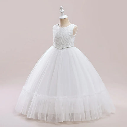 Summer Baptism Wedding Party Girl Flower Dresses Bow Bridesmaids Princess Prom Evening Dress For Girls First Communion Prom Gown