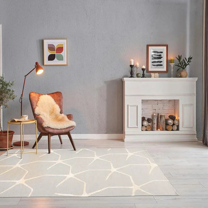 5' x8' Hand Tufted Hand Made 100% Wool Designer Modern & Contemporary  Oriental Area Rug Gray,Ivory Color