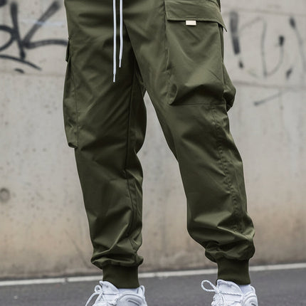 Men’s Multi‑Pocket Drawstring Cargo Pants