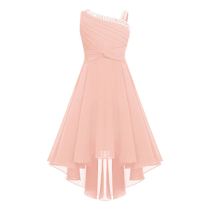 2026 Teens Girl's Dress for Wedding Party Sequin One Shoulder Princess Formal Gown for Holy Communion Chiffon Flower Girl Dress