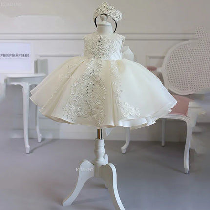 Girls Flower Girl Dress Tutu Princess Gown for Wedding Children First Birthday Party Pageant Christening Celebration Kid Dresses