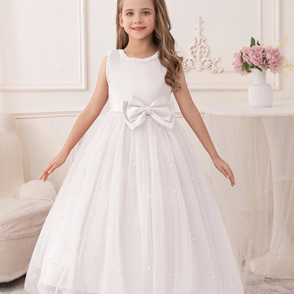 Girls Wedding White Dress Puffy Gauze Skirt Flower Children's Skirt Bridesmaid Evening Dress