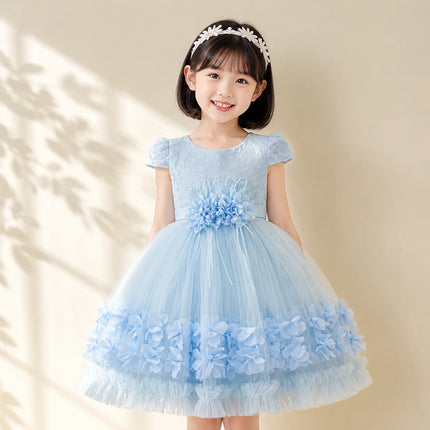 Infant Baby Toddler Girl Princess Birthday Dress Lace Tutu Flower Detail High-Quality Sweet Cute Formal Party Wedding Evening
