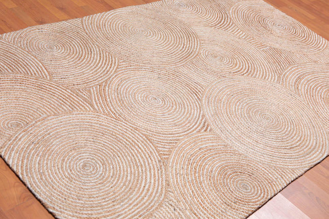 4'9" x 7'9" Hand Braided Sisal & Wool Area Rug Contemporary Beige