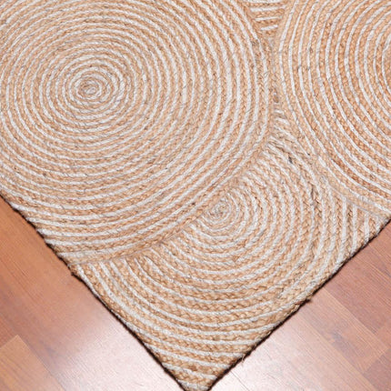 4'9" x 7'9" Hand Braided Sisal & Wool Area Rug Contemporary Beige