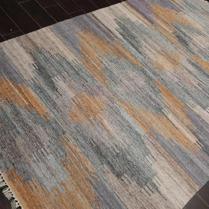 5' x 8' Indoor Outdoor  Hand Woven 100% Recycled PET Yarn Modern Kilim Area Rug Gray