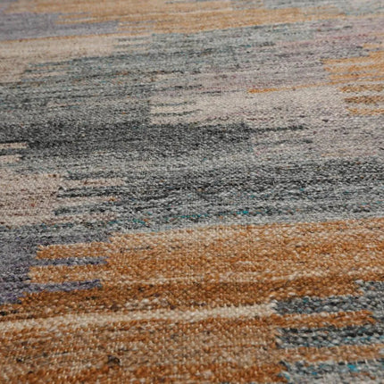 5' x 8' Indoor Outdoor  Hand Woven 100% Recycled PET Yarn Modern Kilim Area Rug Gray