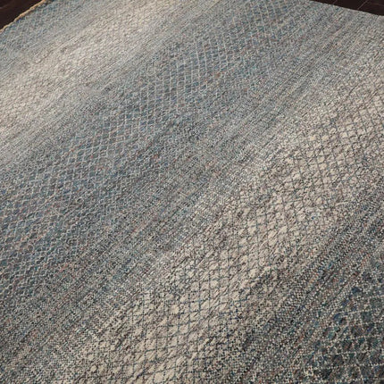 8' x 10' Hand Knotted 100% Wool Modern Oriental Area Rug Ivory, Blue, Aqua