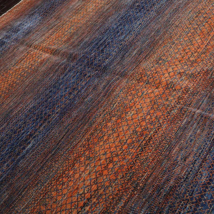 9’ x 12’ Hand Knotted 100% Wool Modern Grass Oriental Area Rug Orange, Navy