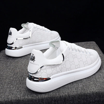 New Fashion White High Quality Women's White Thick Soled Sports Casual Couple Shoes Summer Lace-Up Trainers Gym Tennis Running Breathable High Quality Sneakers
