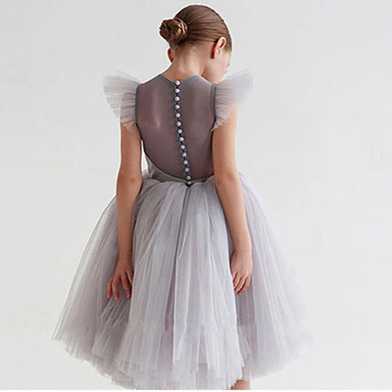 Teenage Girls Dress Children's Clothing Party Elegant Princess Long Tulle Baby Girls Kids Lace Wedding Ceremony Dresses