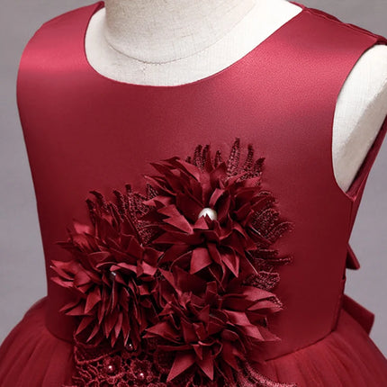Summer Girls Dress Lace Applique Flower Girl Party Dresses Children Costume 2-10 Years Kids Wedding Princess Birthday Dress