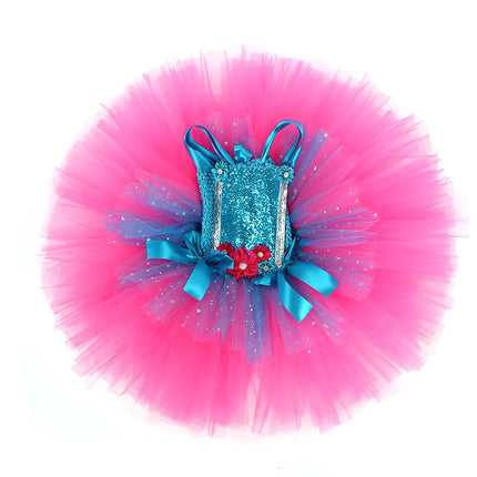 Trolls Tutu Dress for Girls Princess Poppy Birthday Costumes Carnival Party Costume Toddler Kids Pumpkin Dress Up DanceTutu Dres