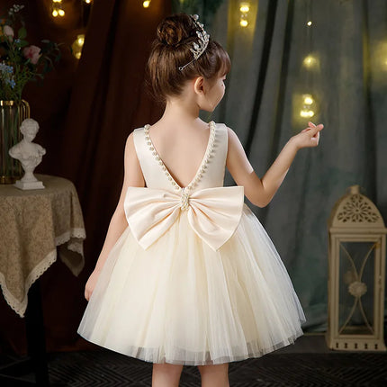2-10 Years Girls Princess Dress Summer Tulle Big Bow Girls Wedding Dress Piano Performance Costume Host Costume New Kids Clothes