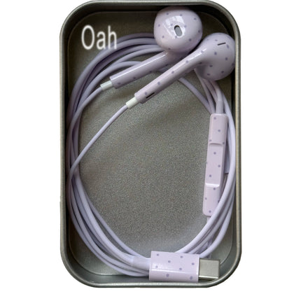 Oah Polka Dot Wired Earphones ABS Material Type-C/Lightning Dynamic Hifi Wired Earphones Digital Audio Headphones Gifts