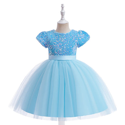 Summer Sequin Bow Girls Party Dress Christmas Costumes Fluffy Wedding Birthday Princess Prom Dresses Girl Bridemaid Evening Gown