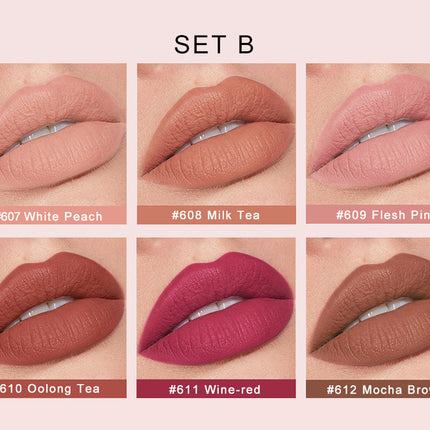HANDAIYAN Makeup Crystal Square Tube Lipstick Small Ice Cube Matte Matte Lipstick Set 6 Pack